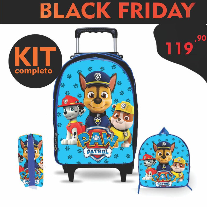 Kit Mochila Escolar Infantil Com Rodinha - Patrulha Canina