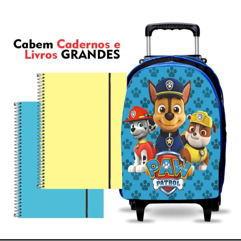 Kit Mochila Escolar Infantil Com Rodinha - Patrulha Canina