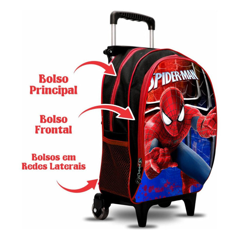 Mochila Escolar Infantil Rodinha - Menino - Homem Aranha